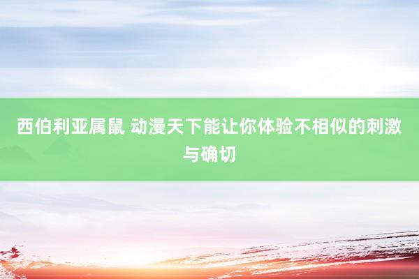 西伯利亚属鼠 动漫天下能让你体验不相似的刺激与确切
