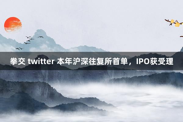 拳交 twitter 本年沪深往复所首单，IPO获受理