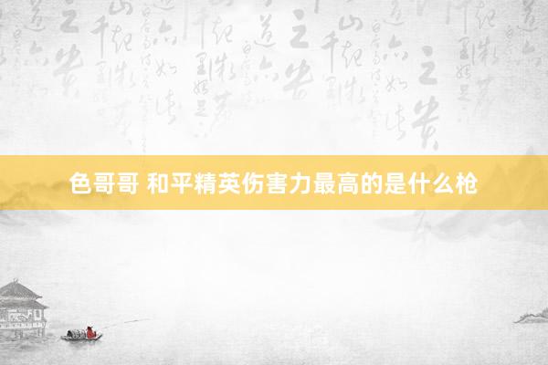 色哥哥 和平精英伤害力最高的是什么枪