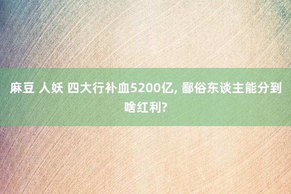 麻豆 人妖 四大行补血5200亿， 鄙俗东谈主能分到啥红利?