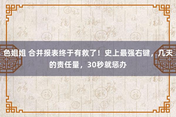 色姐姐 合并报表终于有救了！史上最强右键，几天的责任量，30秒就惩办