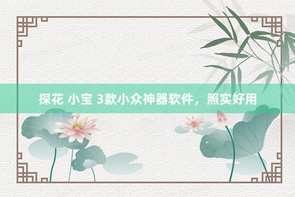 探花 小宝 3款小众神器软件，照实好用