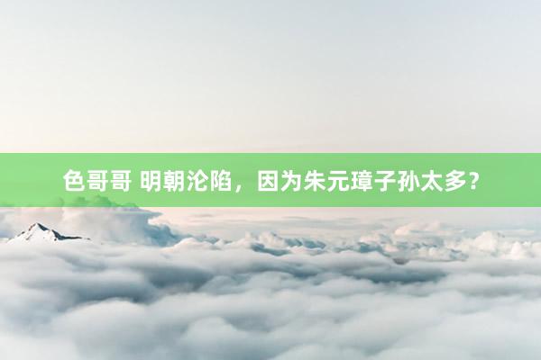 色哥哥 明朝沦陷，因为朱元璋子孙太多？