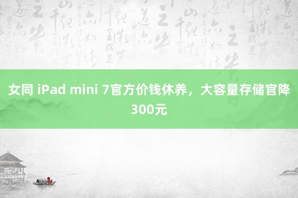 女同 iPad mini 7官方价钱休养，大容量存储官降300元